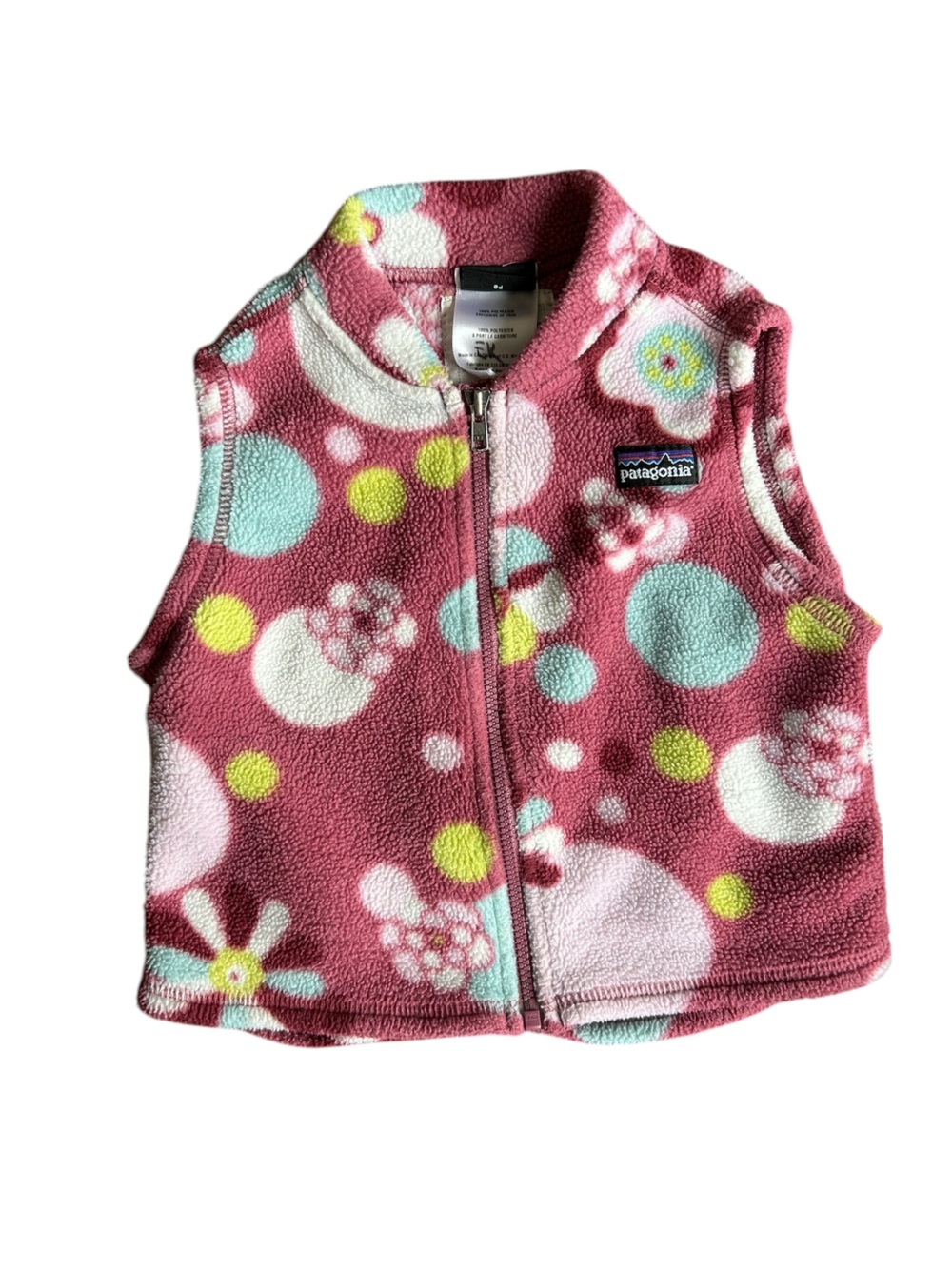 Patagonia Pink Floral & Polka Dot Fleece Pet Vest